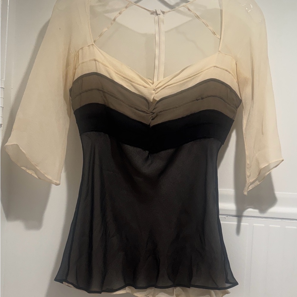 Chic Cream and Black Women's Blouse